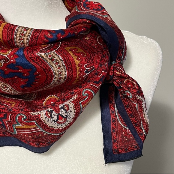 Bloomsbury Paisley Pattern Silk Handkerchief Scarf - Picture 4 of 7